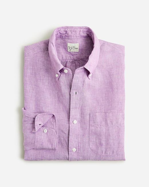 J.Crew Purple Slim Untucked Baird Mcnutt Irish Linen Shirt for men