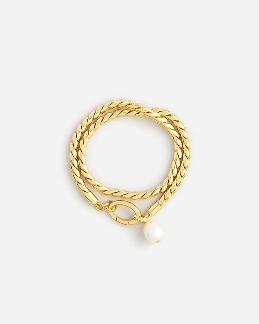 J.Crew Metallic Layered Rope-Chain Bracelet With Freshwater Pearls
