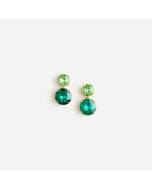 J.Crew Green Faceted-crystal Drop Earrings