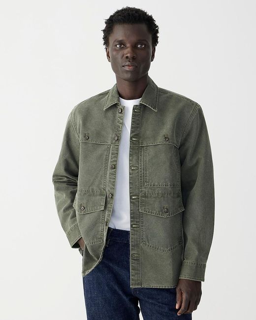 J.Crew Green Wallace & Barnes Pigment-Dyed Cotton Canvas Overshirt for men