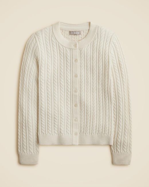 J.Crew Natural Cable-Knit Crewneck Cardigan