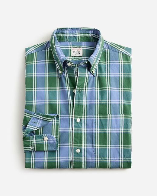 J.Crew Green Tall Secret Wash Cotton Poplin Shirt for men