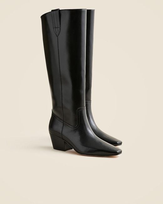 J.Crew Black New Piper Square-Toe Knee-High Boots