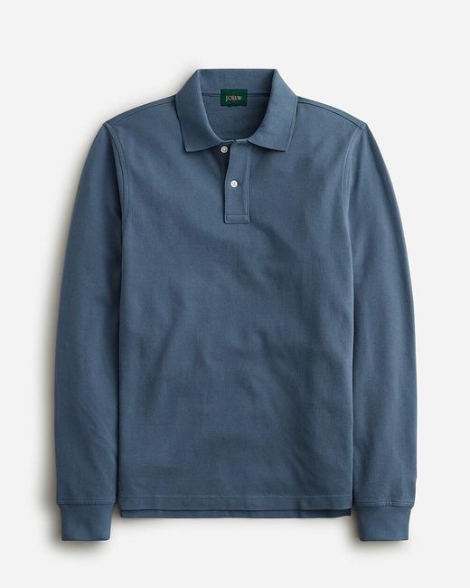 J.Crew Blue Long-Sleeve Classic Piqué Polo Shirt for men