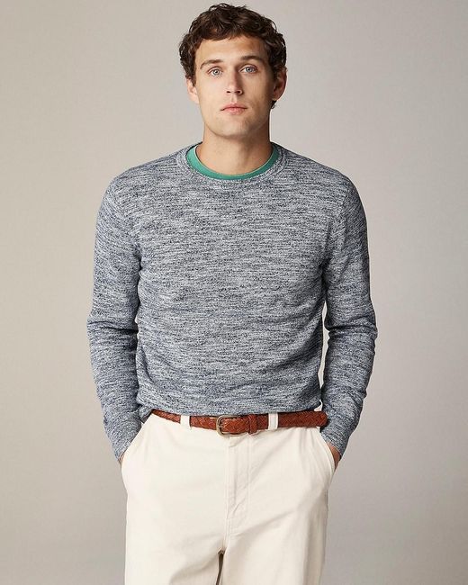 J.Crew Gray Cotton-Blend Crewneck Sweater for men