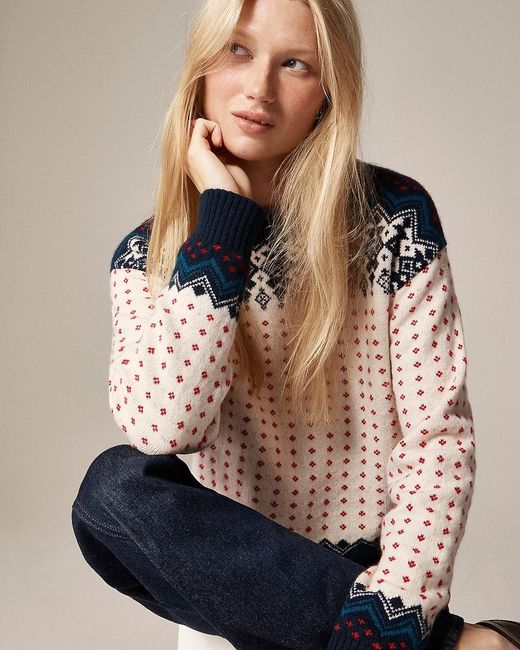 J.Crew Blue Fair Isle Crewneck Sweater