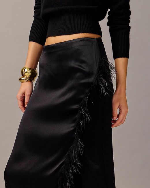 J.Crew Black Collection Feather-Trim Wrap Skirt