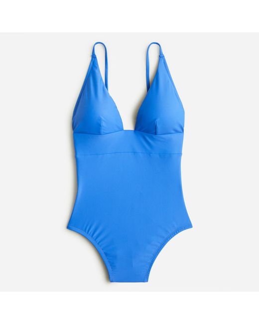 J Crew Plunge One piece In Blue Lyst