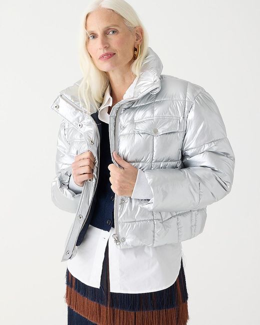 J.Crew Gray Cropped Puffer Jacket