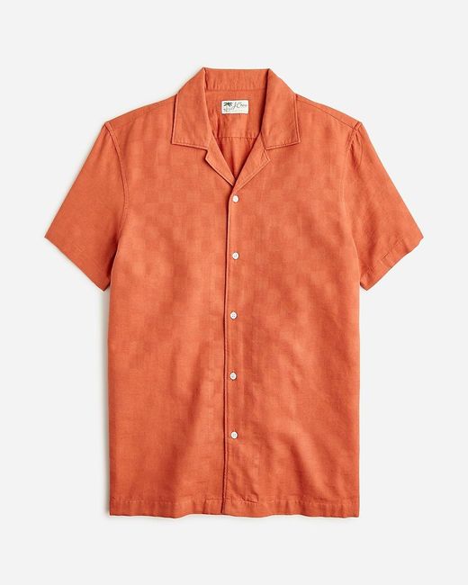 J.Crew Orange Short-Sleeve Textured Cotton Camp-Collar Shirt for men