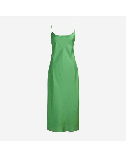 J.Crew Green Gwyneth Slip Dress In Stripe Luster Charmeuse