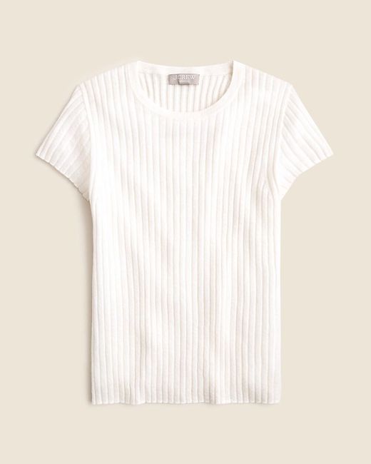 J.Crew White New Ribbed Featherweight Cashmere T-Shirt