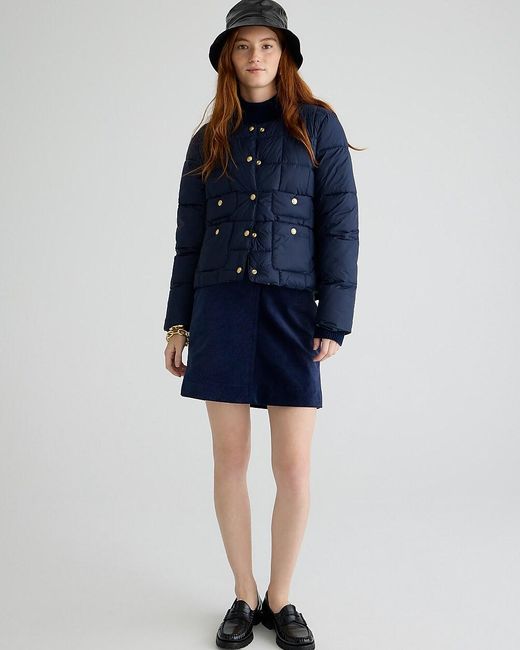 J.Crew Blue Quilted Lady Puffer Jacket With Primaloft