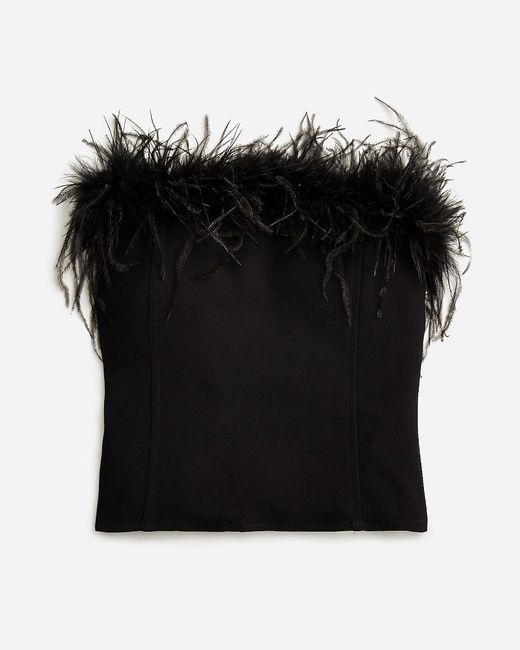 J.Crew Black Limited-Edition Anna October X Feather-Trim Strapless Top