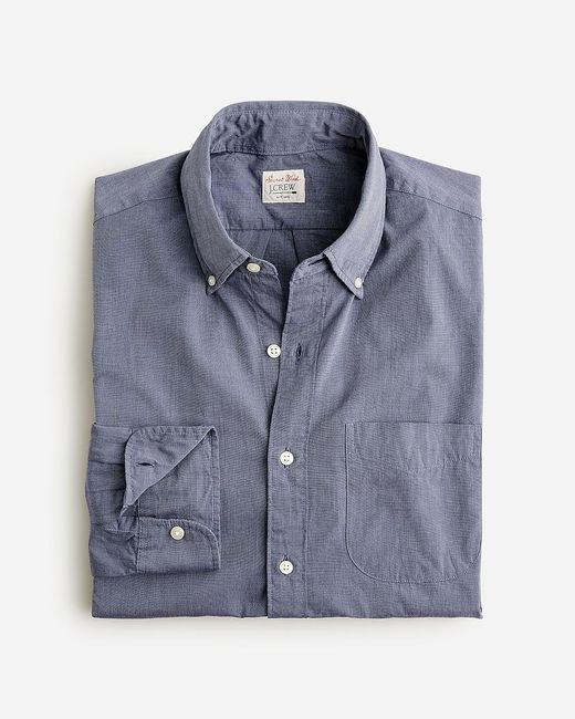 J.Crew Blue Tall Secret Wash Cotton Poplin Shirt for men