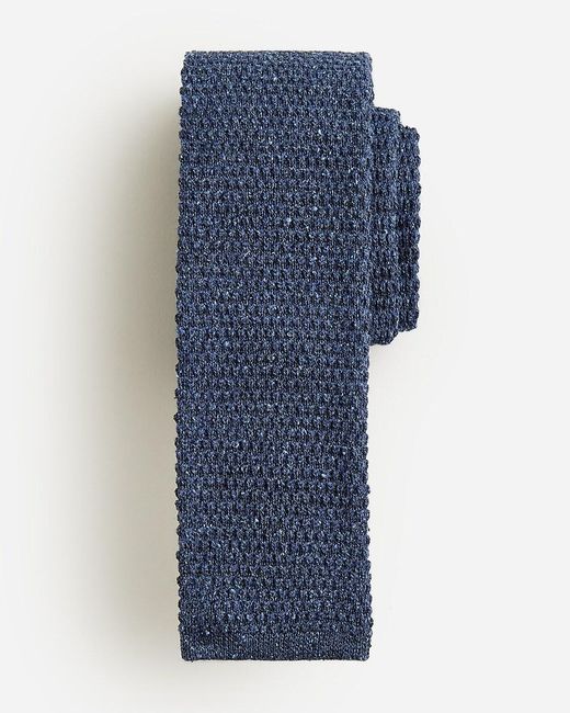 J.Crew Blue Wool-Silk Blend Melange Knit Tie for men
