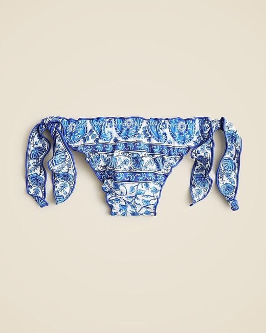 J.Crew Blue Ruffle-Trim String Bikini Bottom