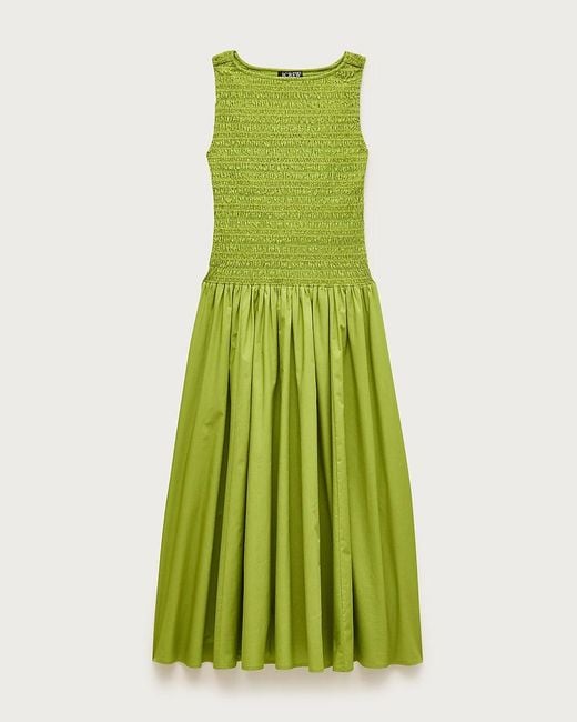 green dress j crew Sleeveless Cotton Blend Green Cotton Eyelet Button-Down Dress