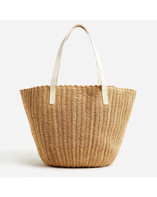 J.Crew Woven Straw Market Tote in Brown | Lyst