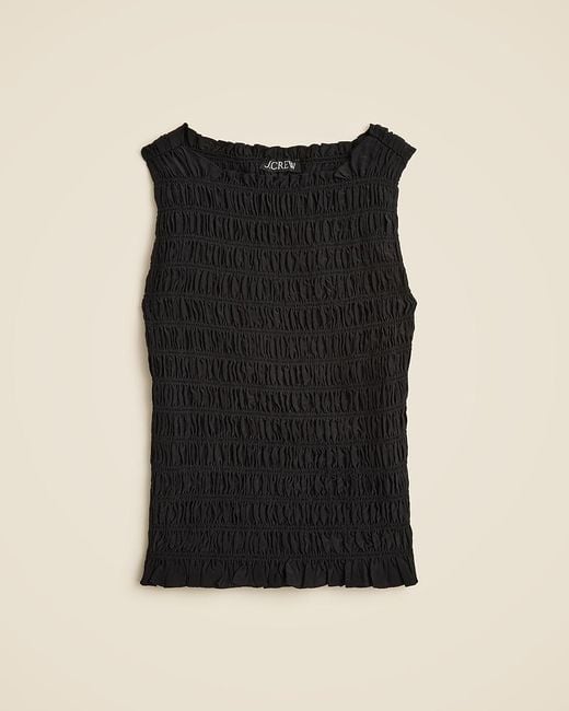 J.Crew Black Smocked Shell Tank Top
