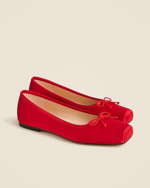 J.Crew Red Square-Toe Ballet Flats