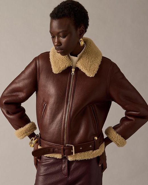J.Crew Brown Collection Shearling Leather Jacket