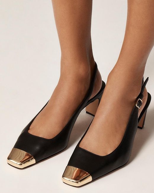 J.Crew Black Cap Toe Slingback Pumps