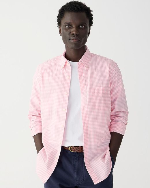 J.Crew Pink Tall Secret Wash Cotton Poplin Shirt for men