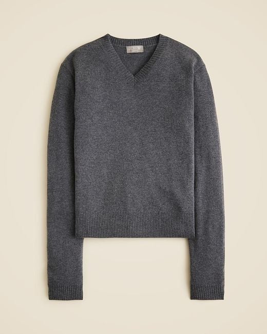 J.Crew Gray Cashmere High V-Neck Sweater