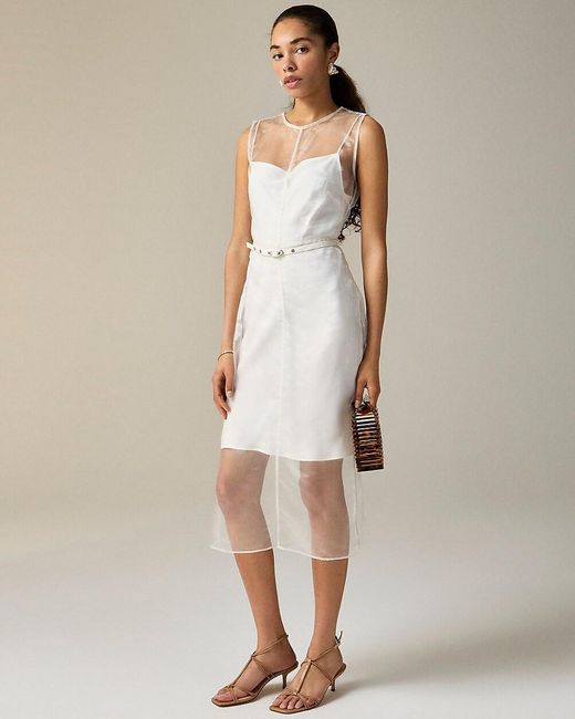 J.Crew Collection Layered Shift Dress in Natural | Lyst