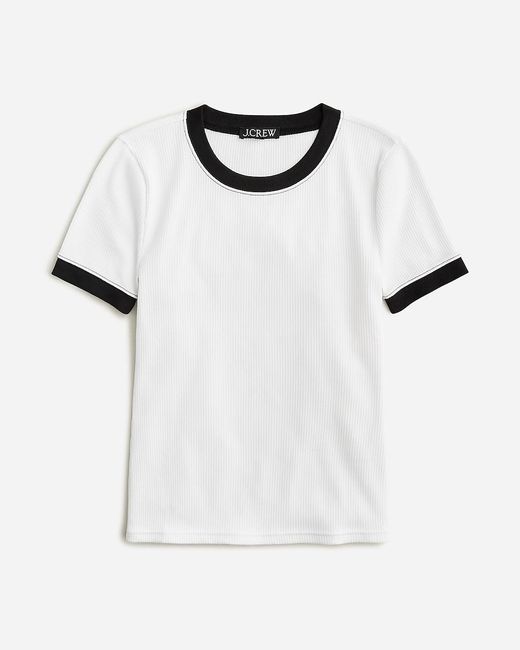 J.Crew White Vintage Rib Shrunken T-Shirt With Contrast Trim