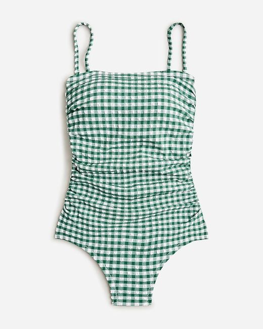 J.Crew Blue Ruched Bandeau One-Piece Swimsuit