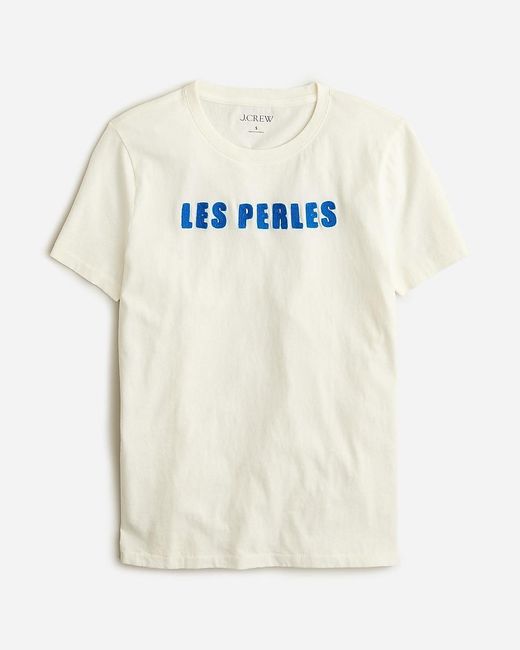 J.Crew White Classic-Fit "Les Perles" Graphic T-Shirt