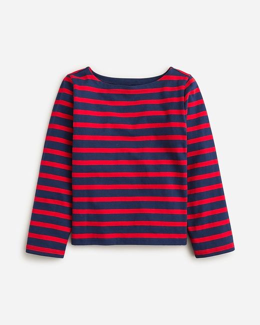 J.Crew Red Classic Mariner Cloth Boatneck T-shirt In Stripe