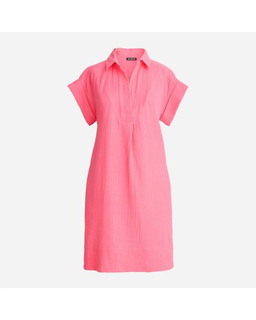 J.Crew Vneck Shirtdress In Soft Gauze in Pink Lyst