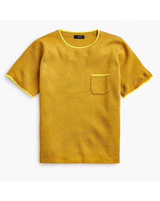 J.Crew Yellow Short-sleeve Sweater In Merino Wool