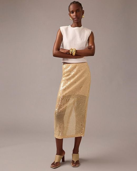 J.Crew Natural Collection Layered Sequin Midi Skirt