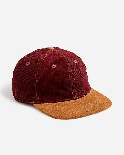 J.Crew Red Corduroy Baseball Cap With Suede Brim for men
