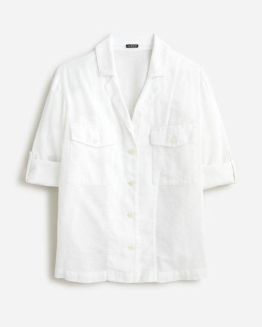 J.Crew White Camp-Collar Shirt