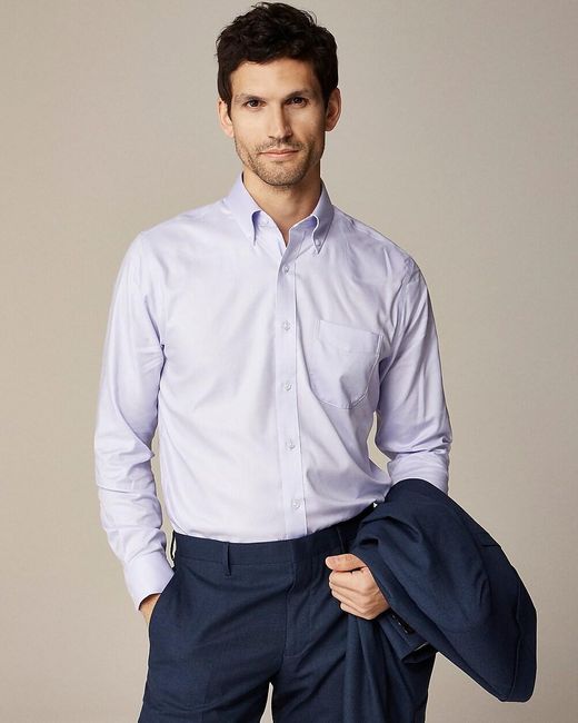 J.Crew Blue Bowery Wrinkle-Free Dress Shirt With Point Collar for men