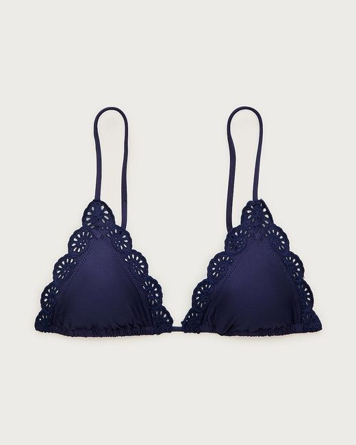 J.Crew Blue Perfect Eyelet String Bikini Top