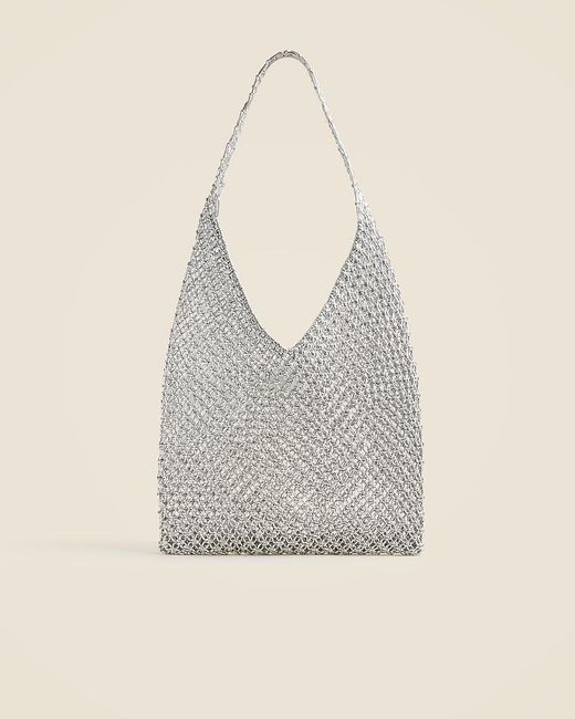 J.Crew Natural Handwoven Metallic Shoulder Tote With Lurex Metallic Threads