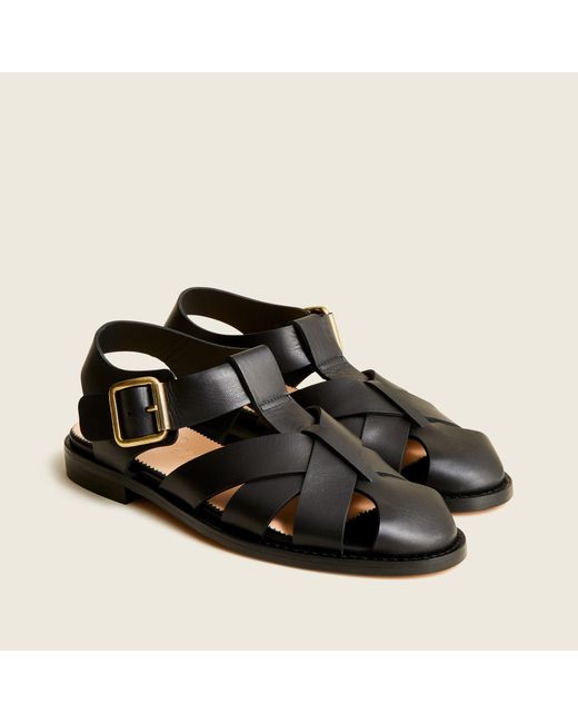 J.Crew Winona Fisherman Sandals In Leather in Black - Lyst