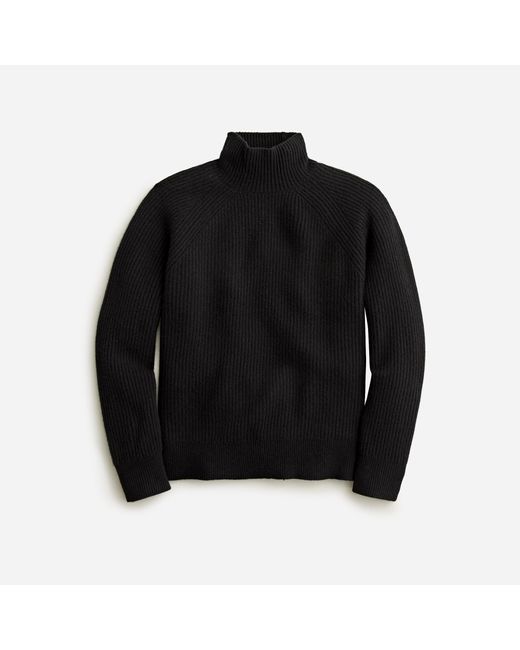 J.Crew Black Ribbed Cashmere Turtleneck Sweater