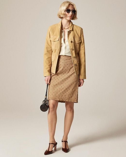 J.Crew Natural Collection Embellished Pencil Midi Skirt