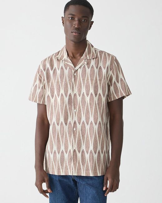 J.Crew Natural Short-Sleeve Slub Cotton-Linen Blend Camp-Collar Shirt for men