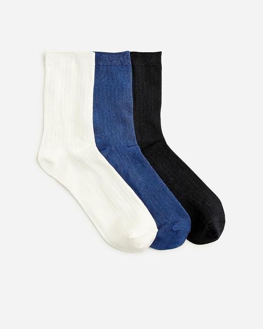J.Crew Blue Ribbed Bootie Socks Three-Pack