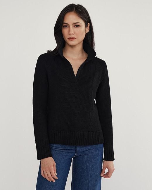 J.Crew Black State Of Cotton Nyc Avery Sweater-Polo
