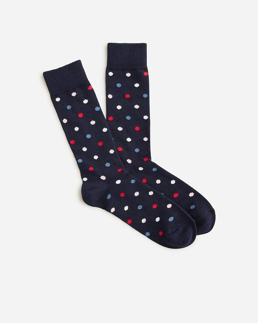 J.Crew Blue Medium-Dot Cotton Socks for men