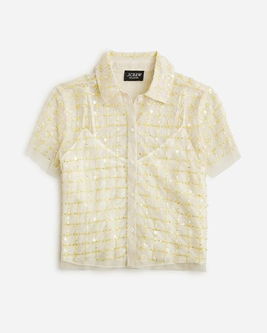 J.Crew Natural Collection Cropped Gamine Shirt With Patterned Sequins